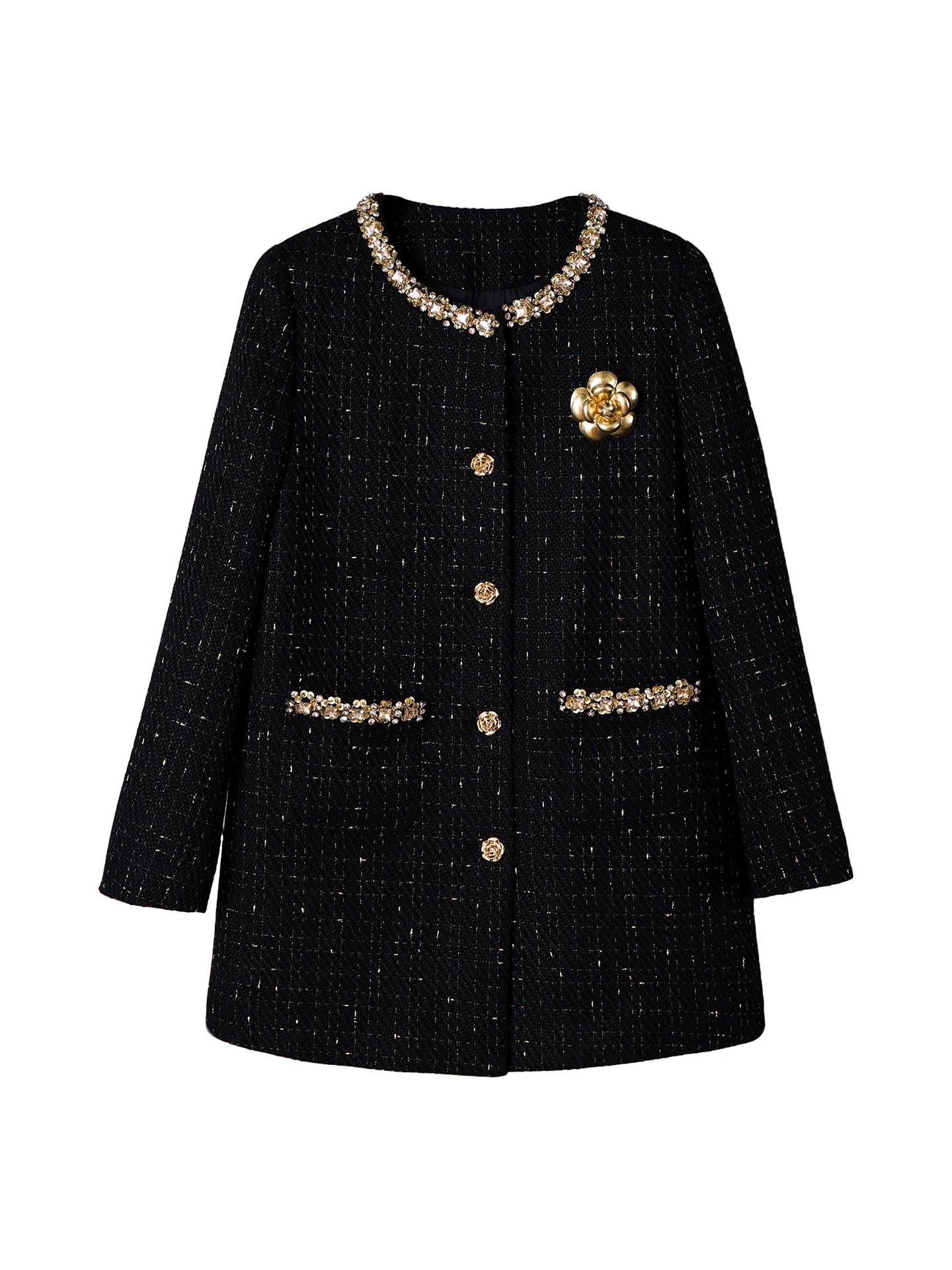 Black Bijou Dress Coat