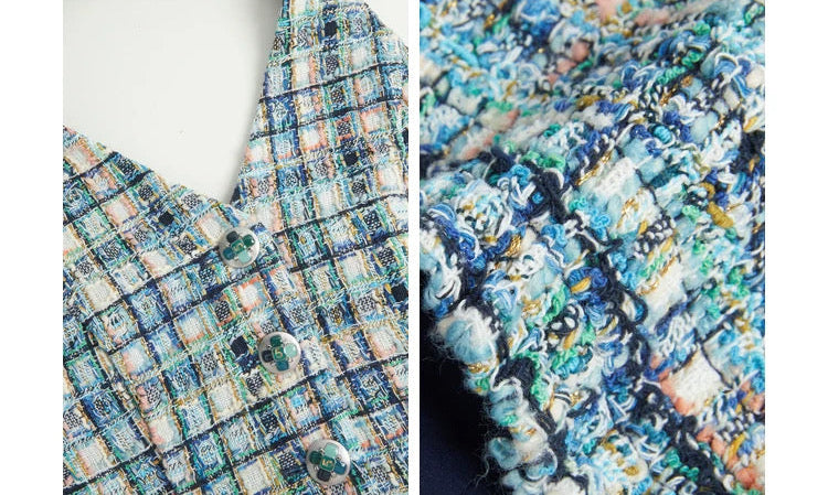 Rosé Grid Tweed Vest