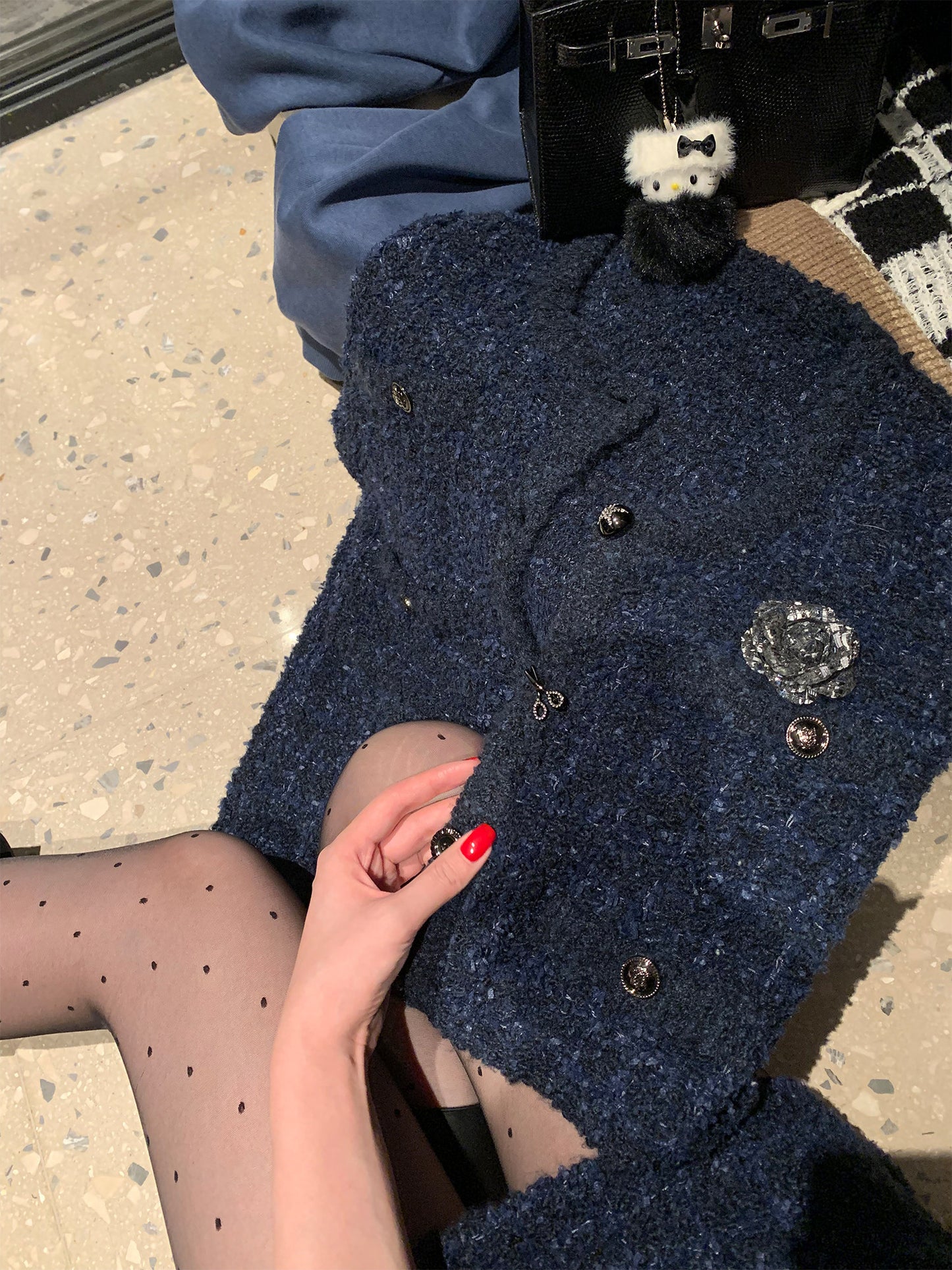 Navy Glow Tweed Set