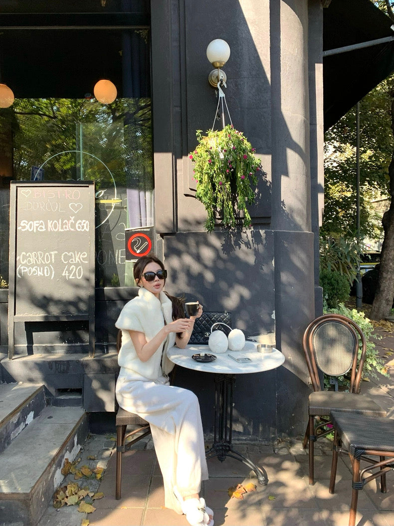 Polar Halo Pelzmantel mit Reißverschluss