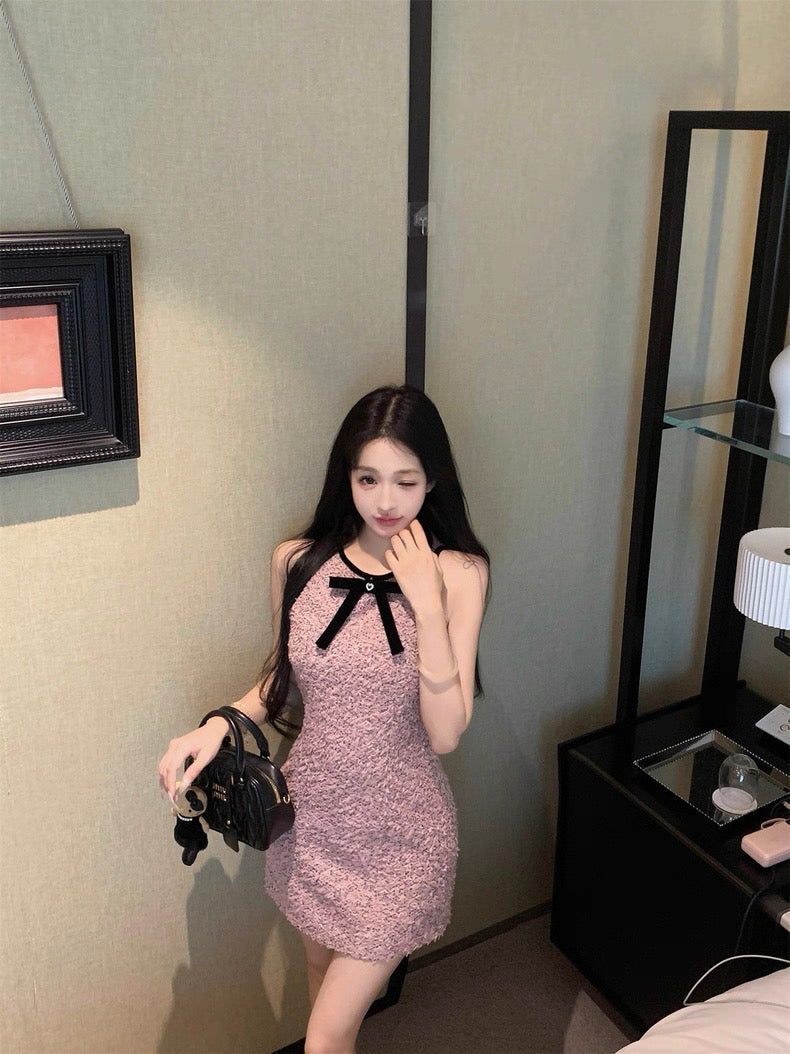 Petite Rosé Tweed Dress