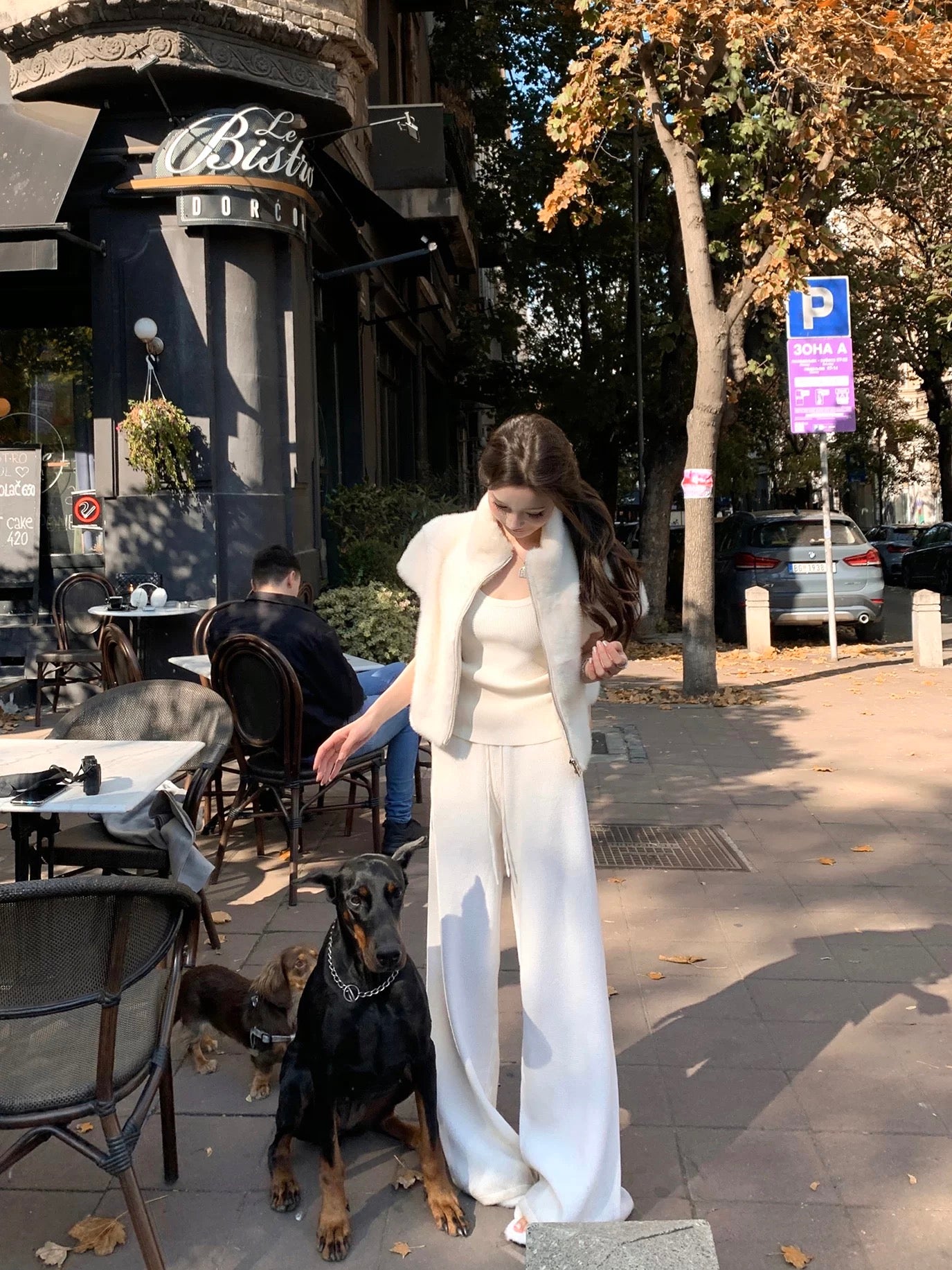 Polar Halo Pelzmantel mit Reißverschluss