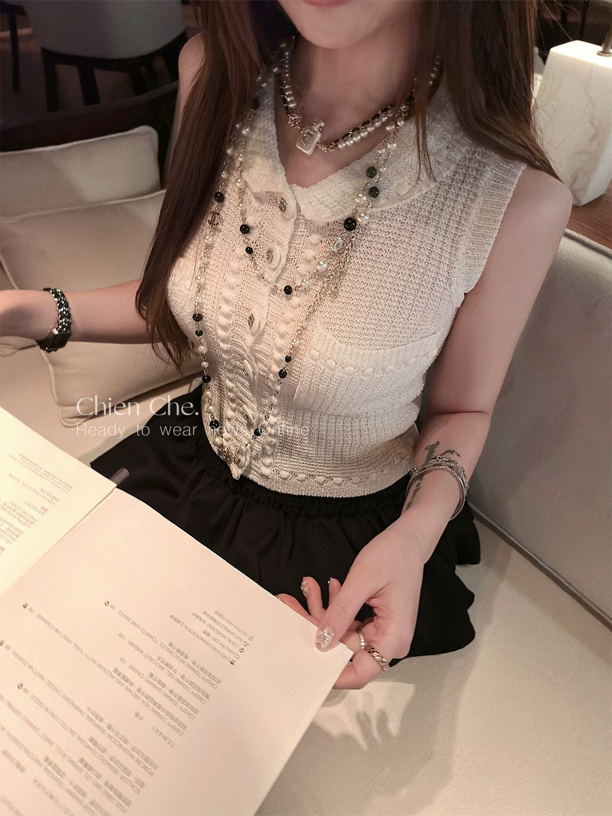 Camellia Pearl Knit Vest