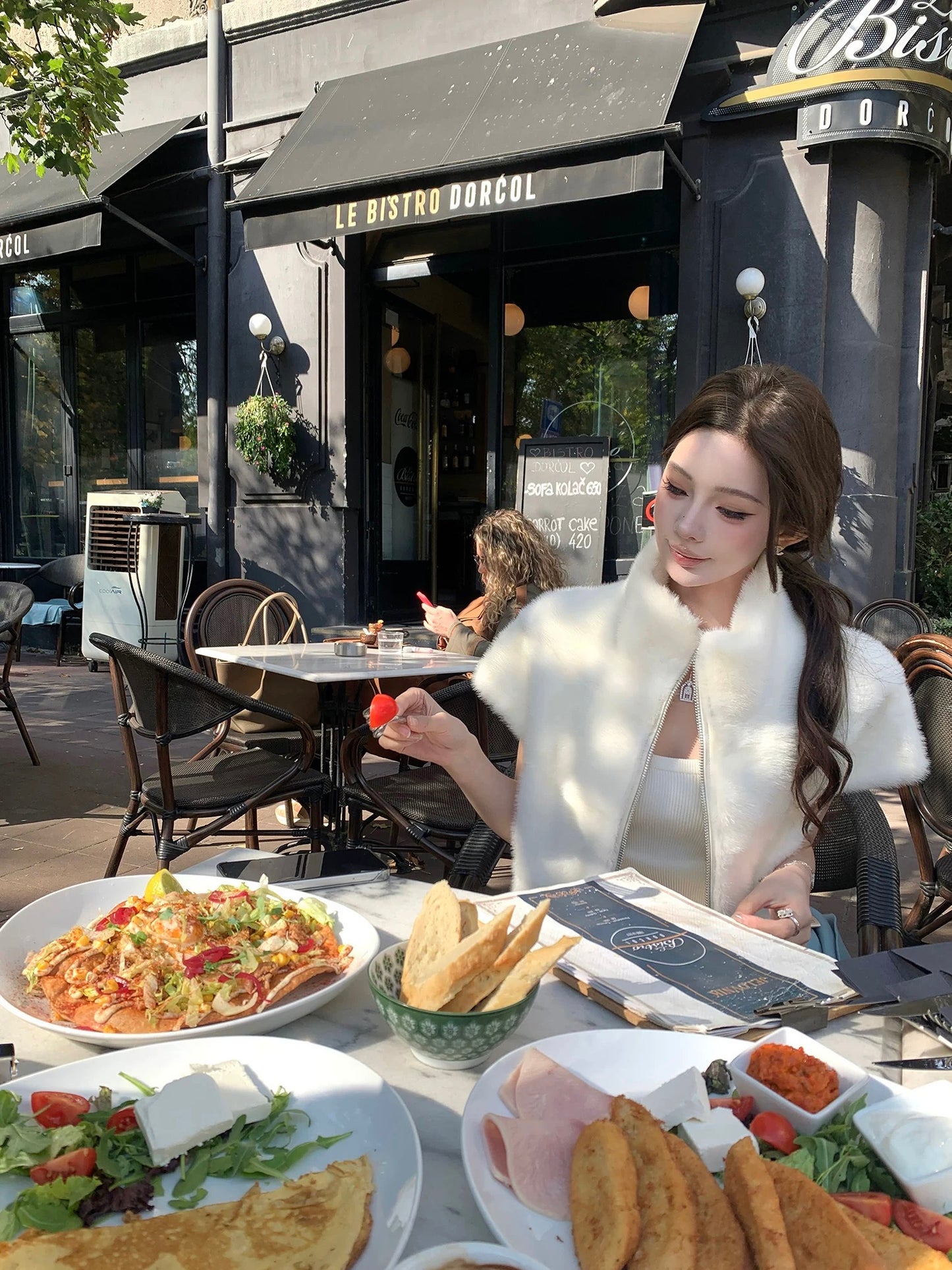 Polar Halo Pelzmantel mit Reißverschluss