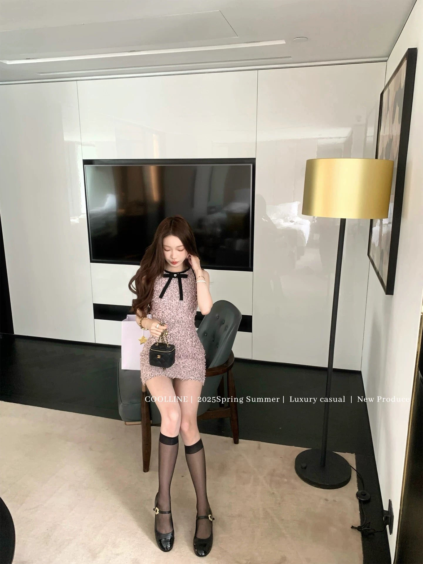 Petite Rosé Tweed Dress