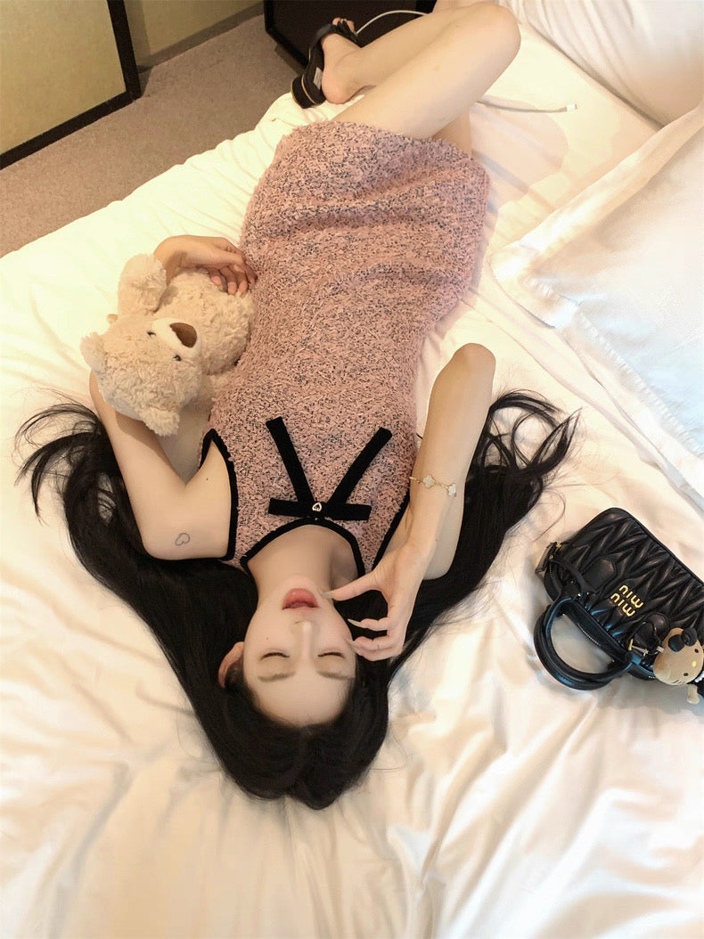 Petite Rosé Tweed Dress