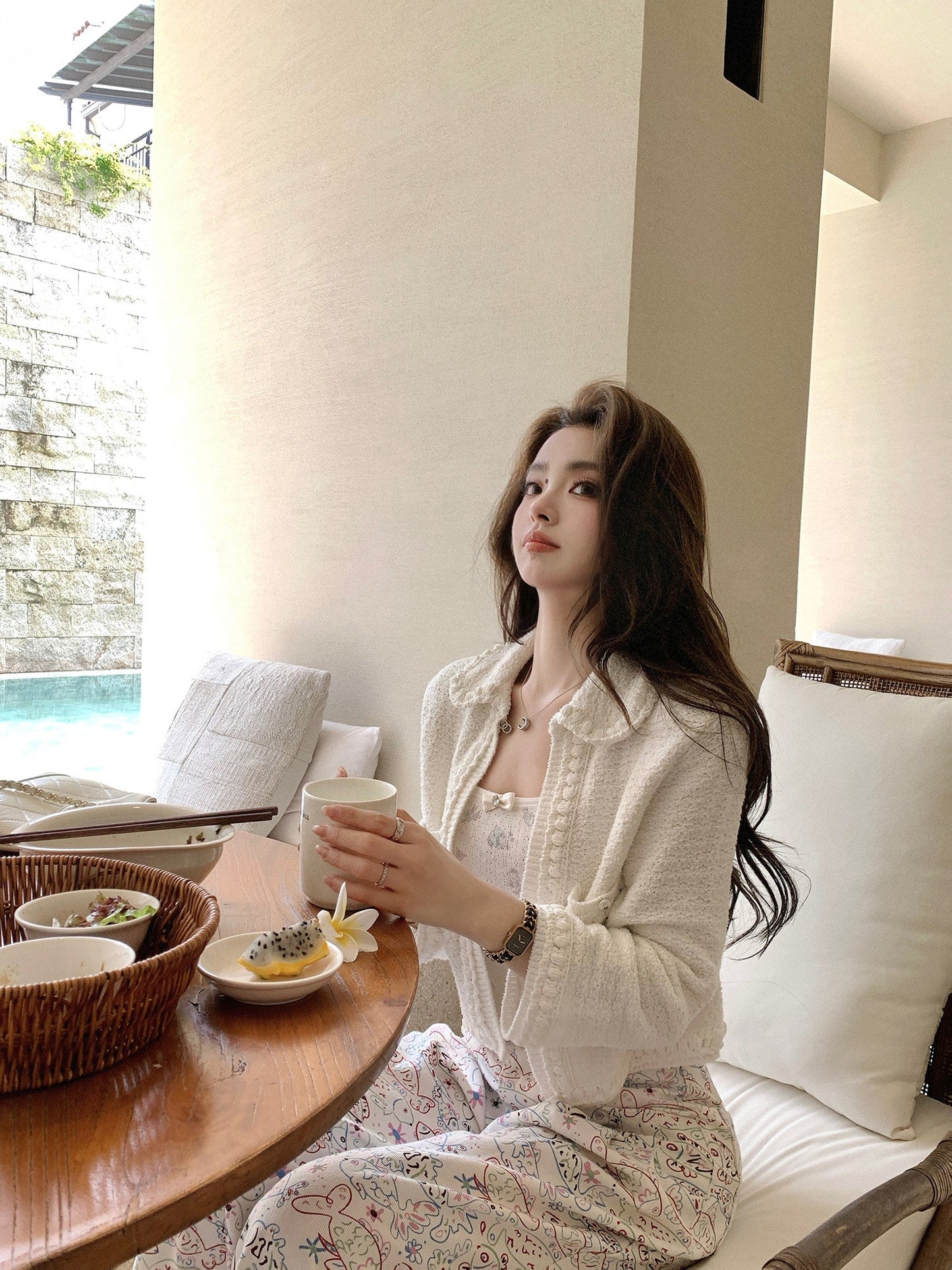 Grace White Tweed Set