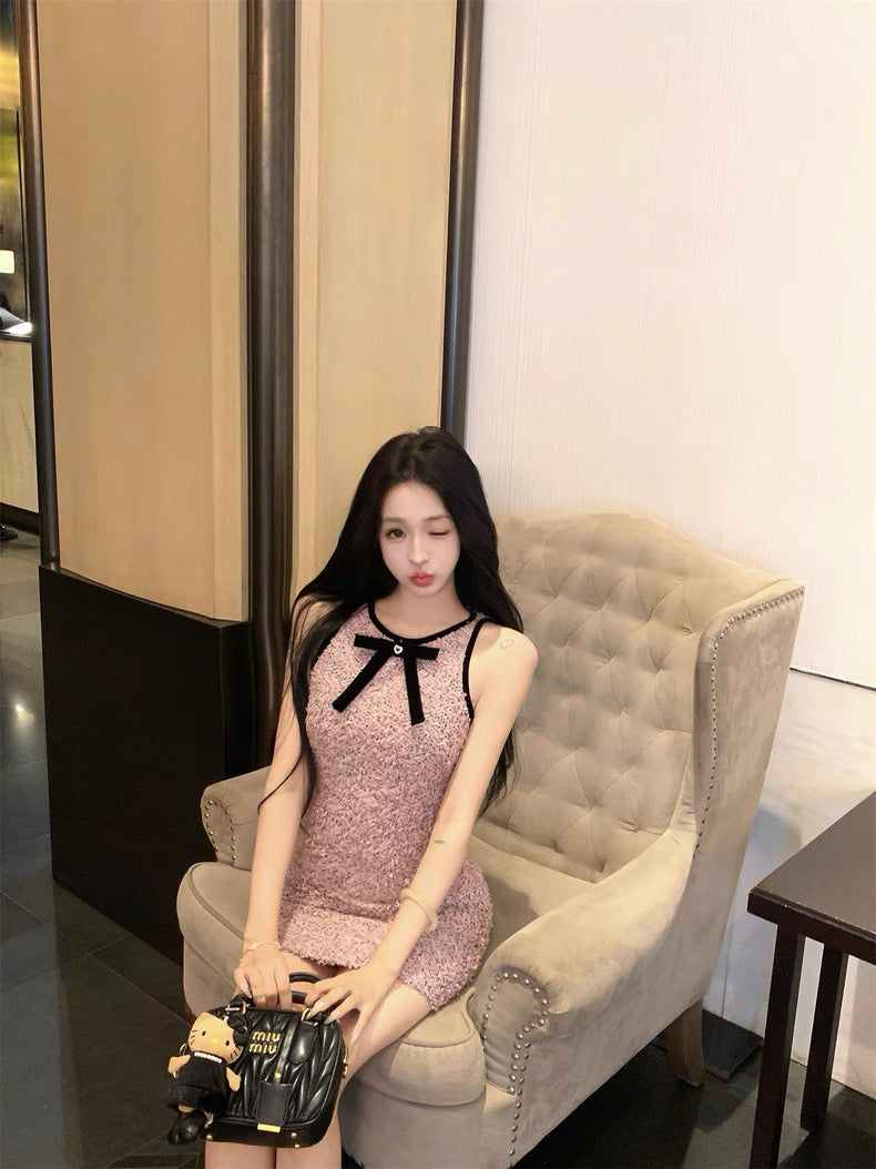 Petite Rosé Tweed Dress