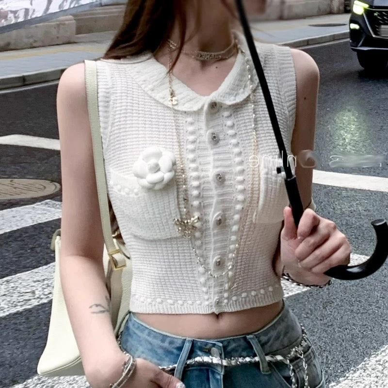 Camellia Pearl Knit Vest