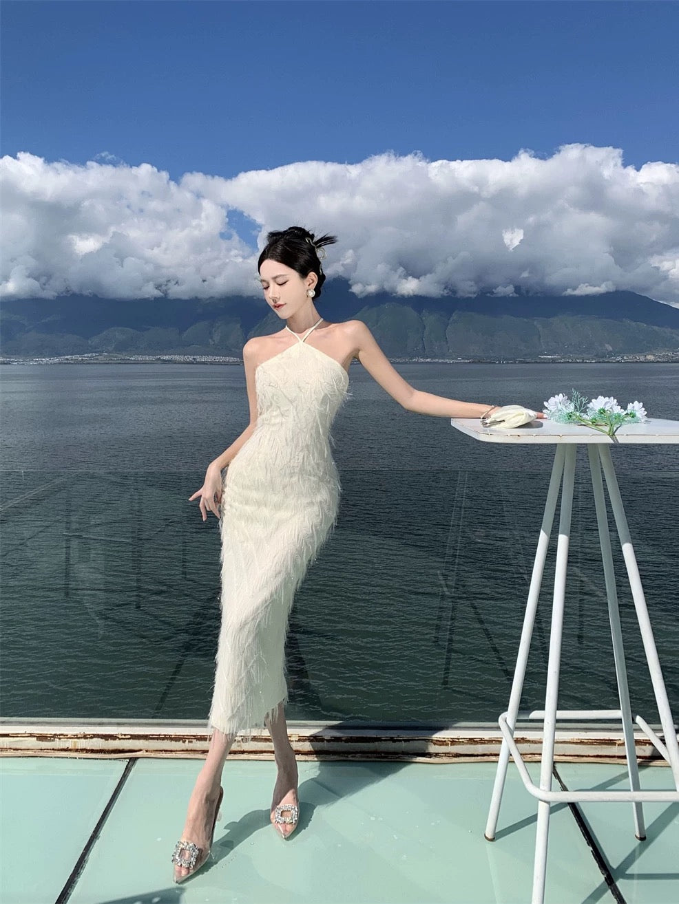 Angel Veil Halter Dress