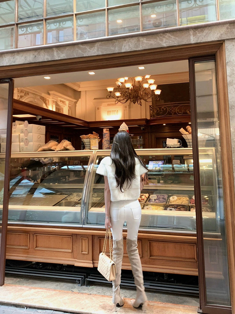 Polar Halo Pelzmantel mit Reißverschluss