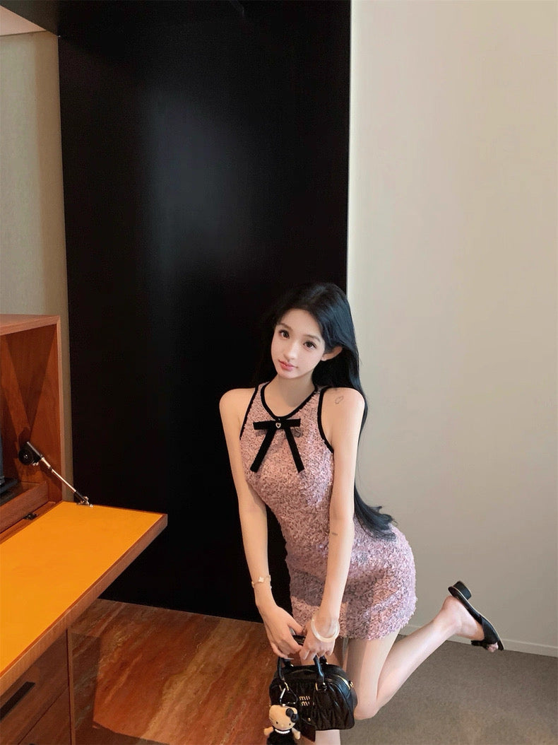 Petite Rosé Tweed Dress