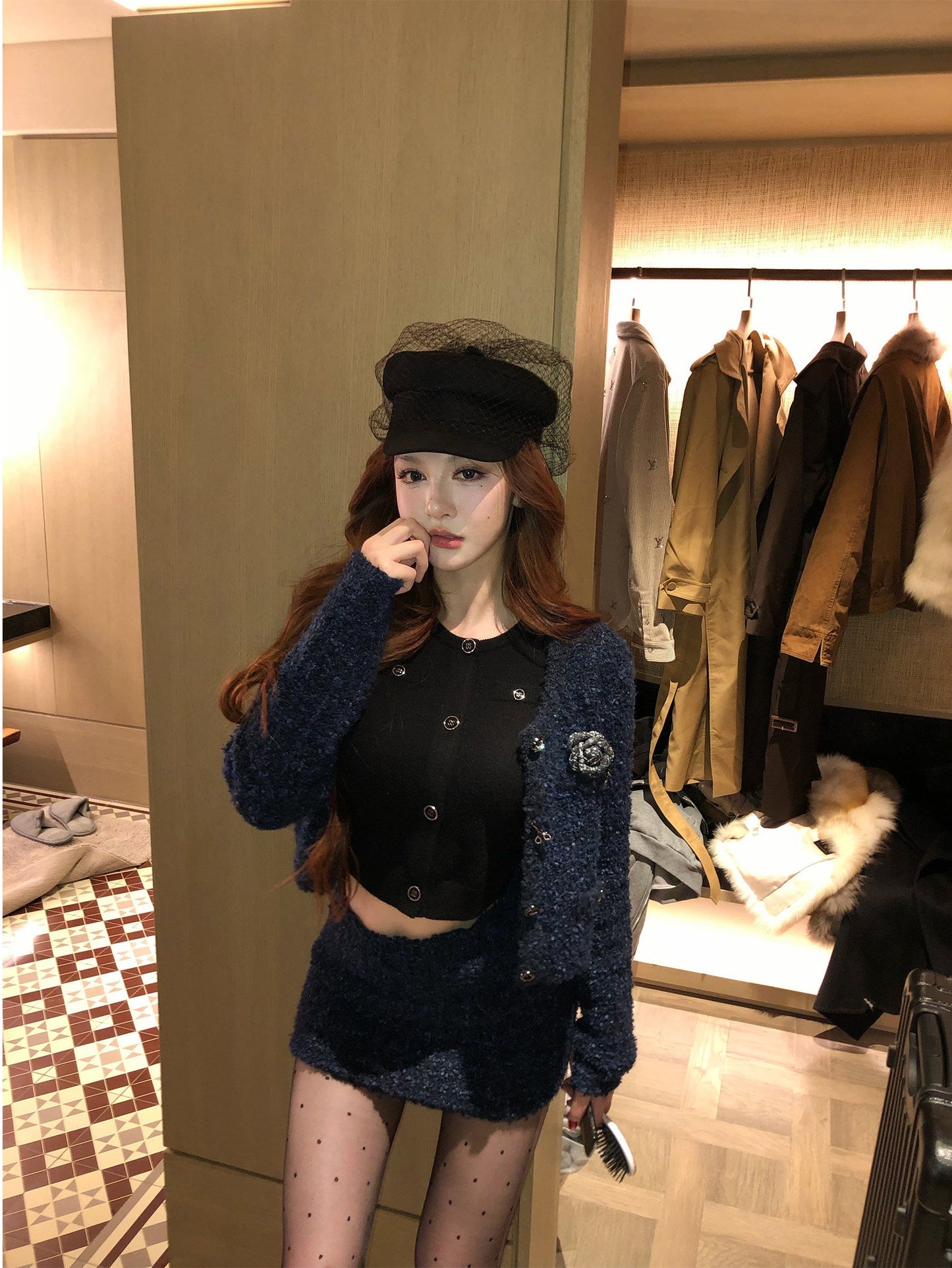 Navy Glow Tweed Set
