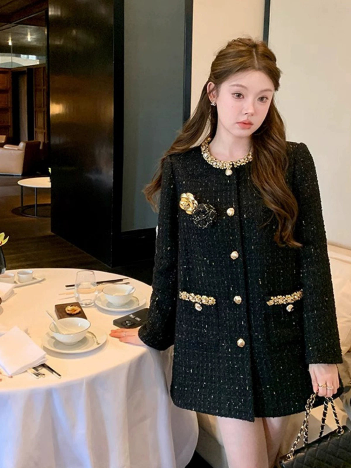 Noir Bijou Dress Coat