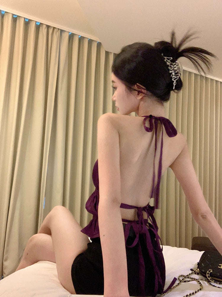 Noir Plum Halter Top