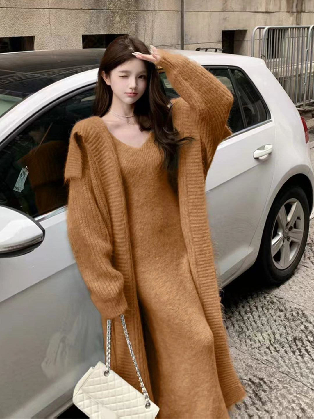 Cloudy Knit Ensemble －Latte Beige