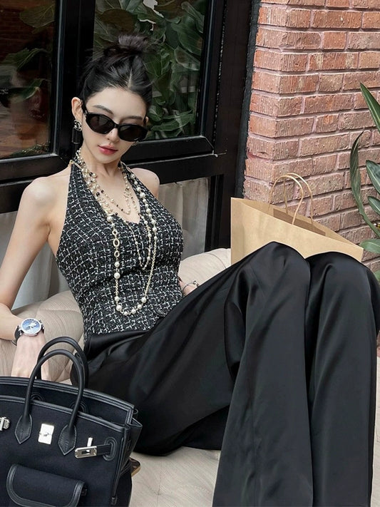 Noir Tweed Vest Top