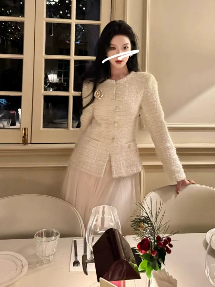 Bijou Blanche Tweed Jacket