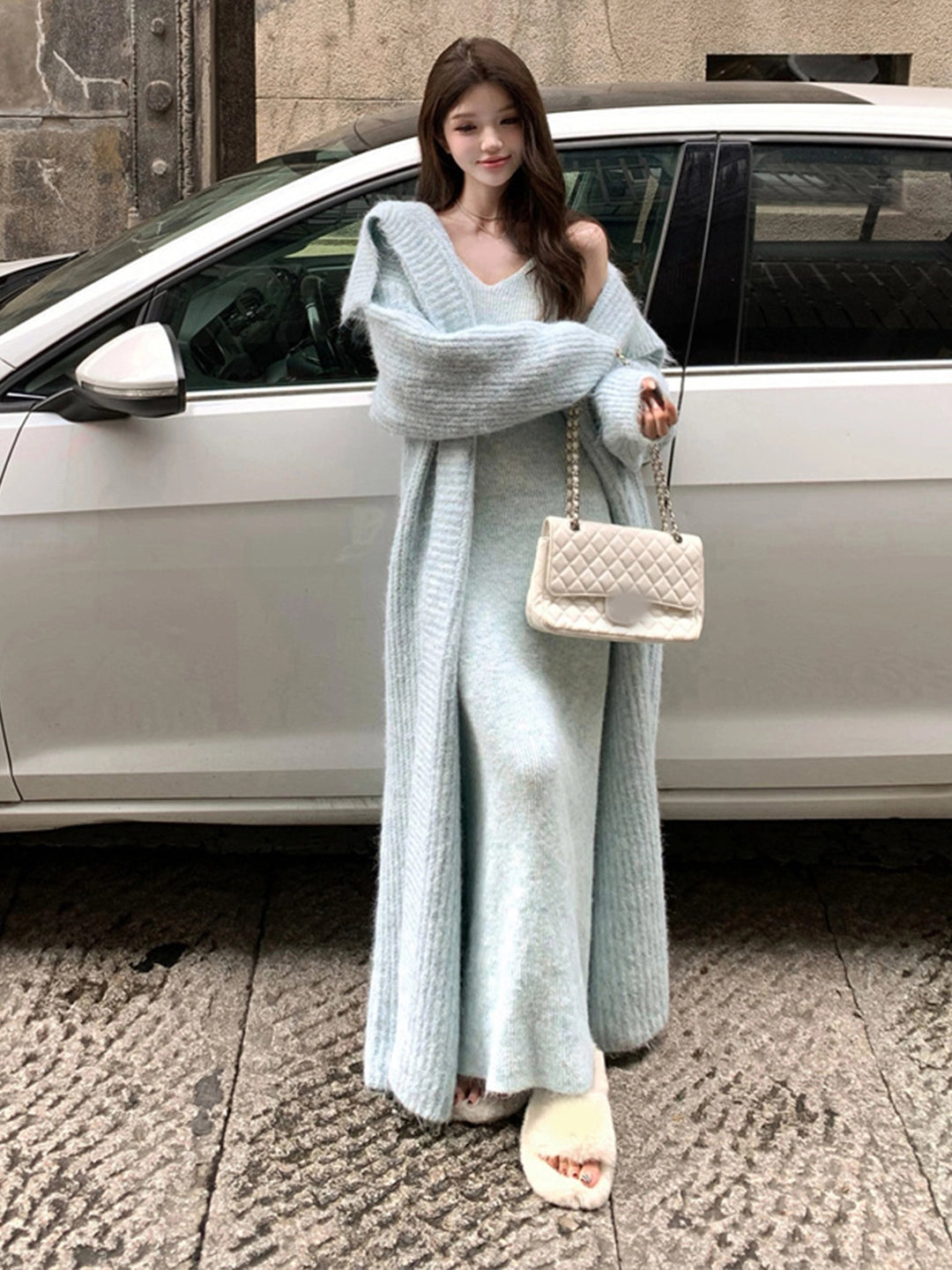 Cloudy Knit Ensemble －Blue Mist