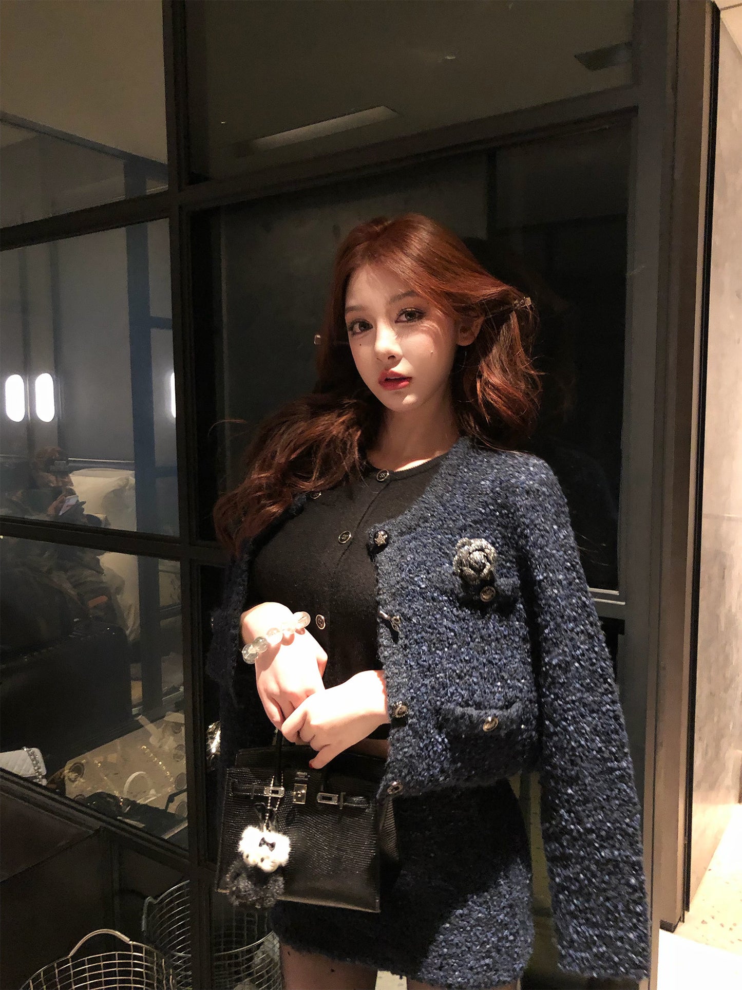 Navy Glow Tweed Set
