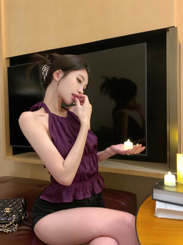 Noir Plum Halter Top