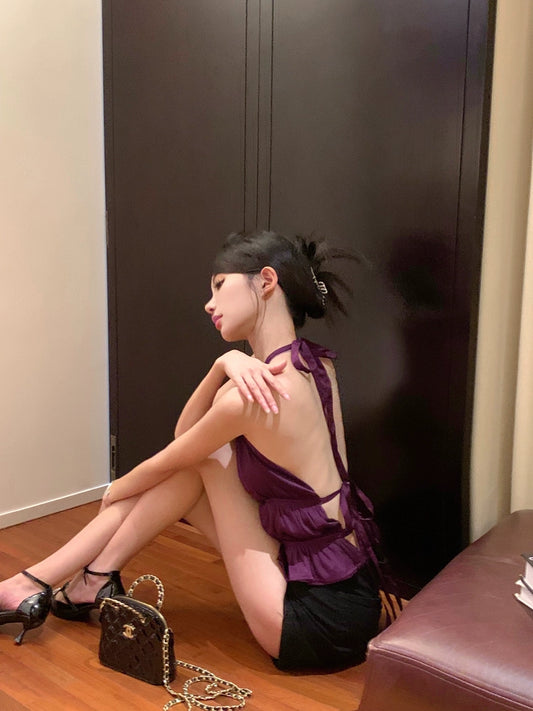 Noir Plum Halter Top
