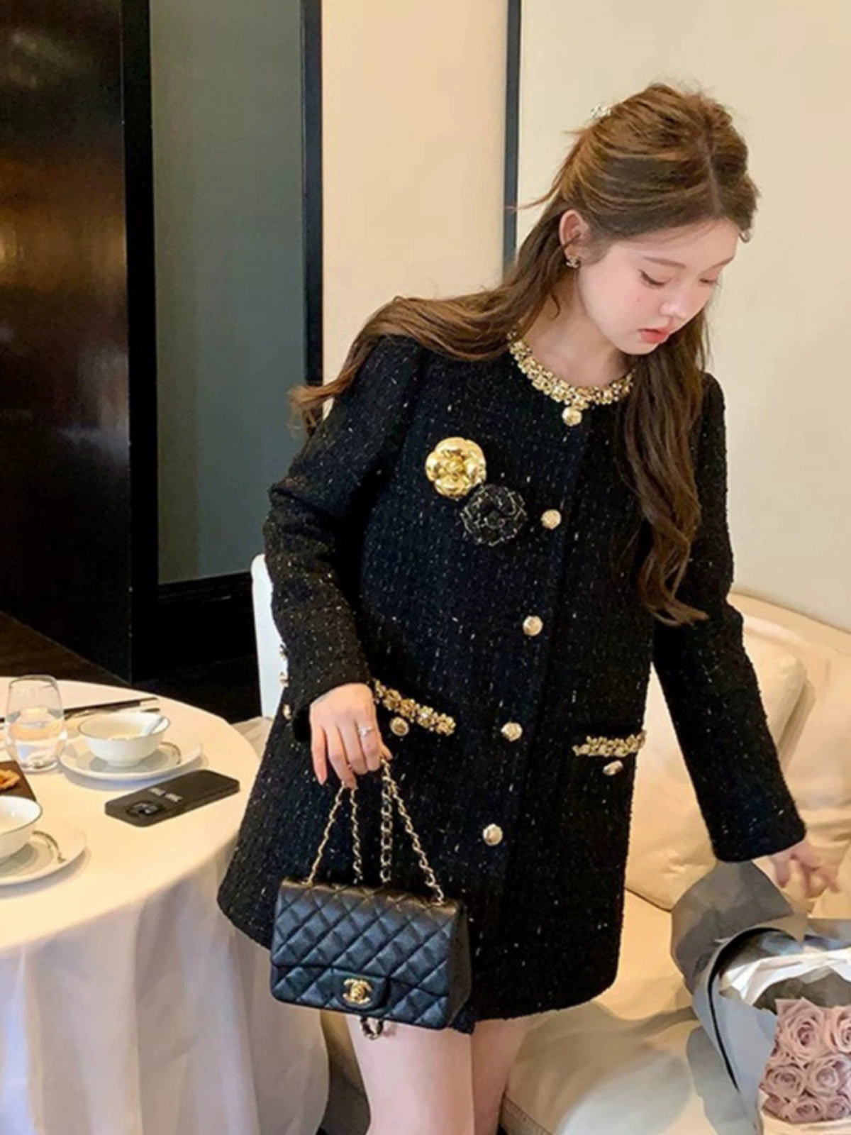 Noir Bijou Dress Coat